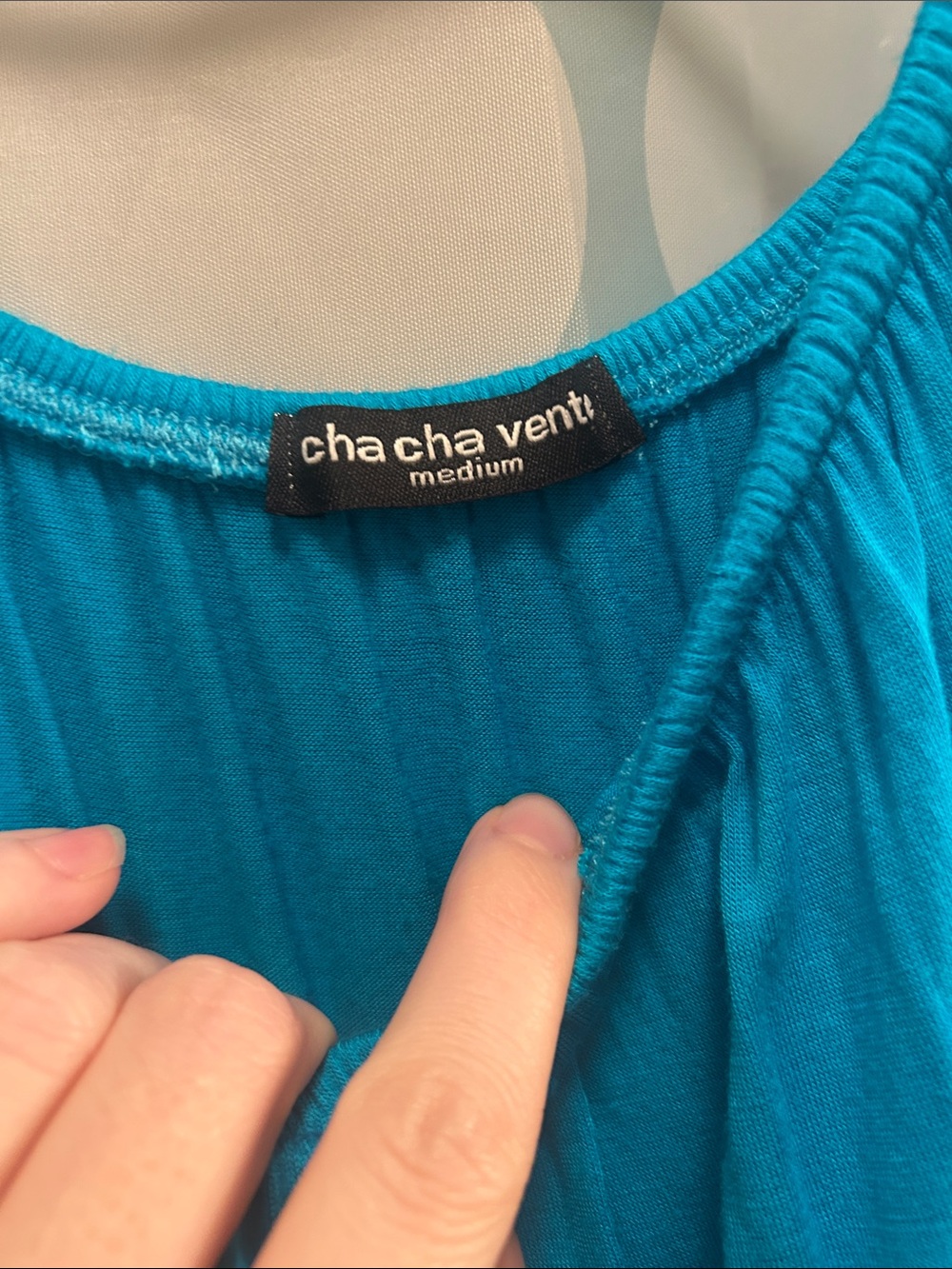 cha cha venti Bright Teal Gathered Neck Tank - Picture 2 of 4